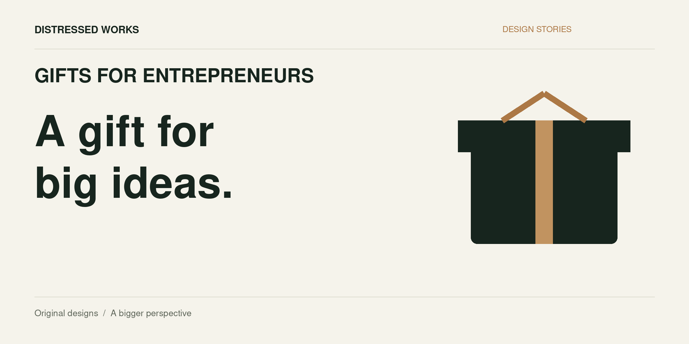 Gift box graphic beside the words A gift for big ideas, illustrating a focused gift guide for entrepreneurs.